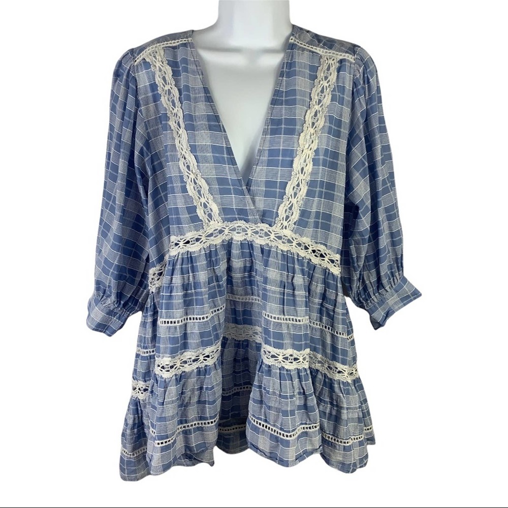 Free People Time Out Lace Trim Tunic Top sz S